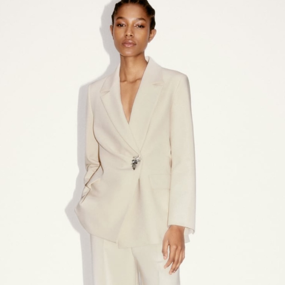 Zara Jewel Button Blazer